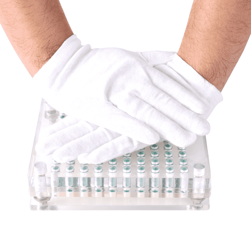 push downwards to lock capsules
